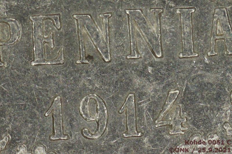 k-0051-c.jpg - Kohde 51 (kuva 3/3), lhthinta: 20 € / myyntihinta: 20 € 50 p 1914 Ag, SNY 332.2, uudelleen kaiverrettu "4", hnja, kunto: 7