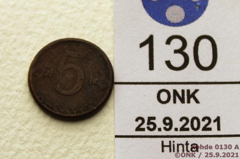 k-0130-a.jpg - Kohde 130 (kuva 1/3), l�ht�hinta: 5 &euro; / myyntihinta: 13 &euro; 5 p 1974 (?) Ly�ty 1p aihioon, vuosiluku ei n�y kokonaan, kunto: 5
