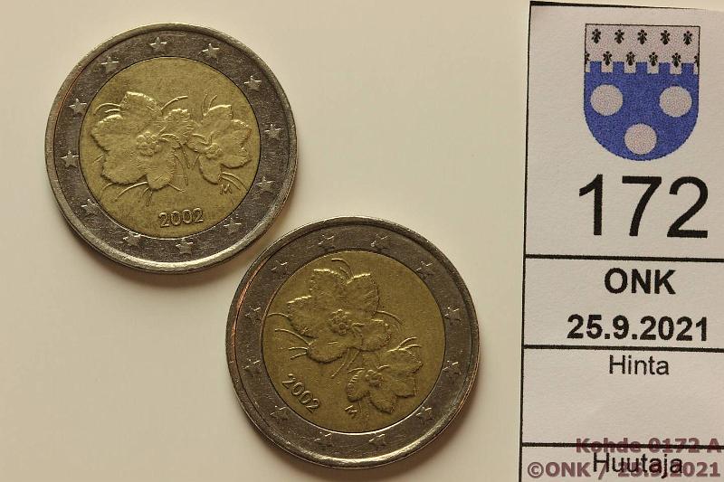 k-0172-a.jpg - Kohde 172, lhthinta: 5 € / myyntihinta: 7 € 2 € 2002 (2) Suomi, vaikea vuosi, kunto: 5