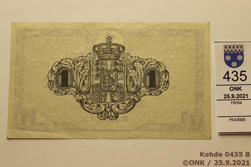 k-0435-b.jpg - Kohde 435 (kuva 2/2), lhthinta: 25 € / ei tarjouksia Tanska 1 kr 1920 P#12e P 3705573, ei lpi setelin taitetta, kunto: 8