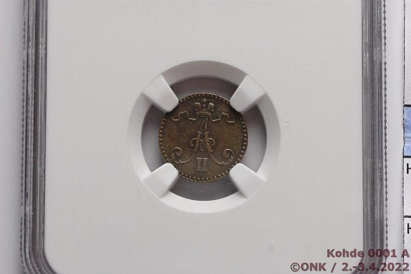 k-0001-a.jpg - Kohde 1 (kuva 1/3), lhthinta: 1500 € / myyntihinta: 1500 € 1 p 1864 SNY 1, NGC-slabissa 4786436-009: AU, cleaned. Harvinainen!, kunto: 5