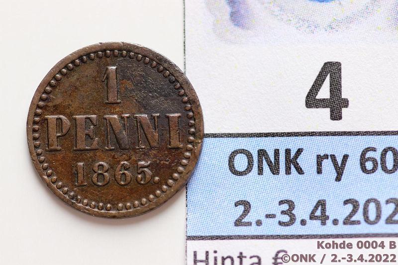 k-0004-b.jpg - Kohde 4 (kuva 2/2), lhthinta: 20 € / myyntihinta: 27 € 1 p 1865 SNY 2.1, prvja, kunto: 5
