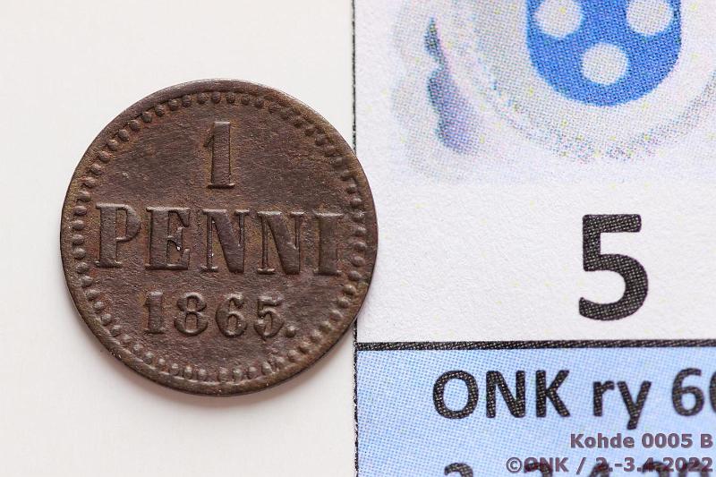 k-0005-b.jpg - Kohde 5 (kuva 2/2), lhthinta: 20 € / myyntihinta: 29 € 1 p 1865 SNY 2.2, kunto: 4/5