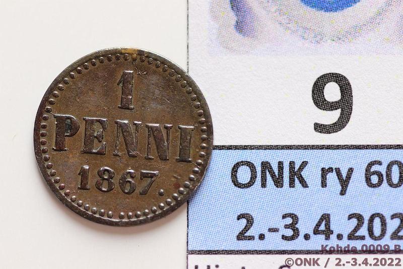 k-0009-b.jpg - Kohde 9 (kuva 2/2), lhthinta: 10 € / myyntihinta: 17 € 1 p 1867 SNY 4.2, ij, kunto: 5