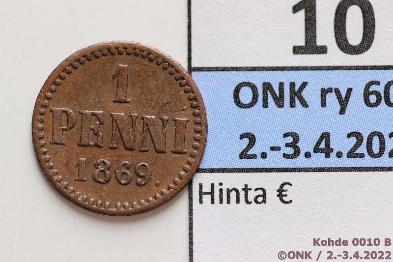 k-0010-b.jpg - Kohde 10 (kuva 2/2), lhthinta: 20 € / myyntihinta: 23 € 1 p 1869 SNY 5.1, puhd, kunto: 4/5