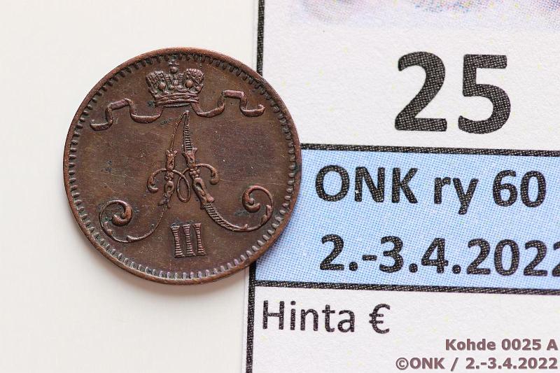 k-0025-a.jpg - Kohde 25 (kuva 1/2), lhthinta: 90 € / myyntihinta: 110 € 1 p 1882 Tumma, ephpja, tervt yksityiskohdat, kunto: 7/6