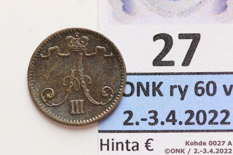 k-0027-a.jpg - Kohde 27 (kuva 1/2), lhthinta: 70 € / myyntihinta: 78 € 1 p 1884 Lpuhd, kunto: 6/5