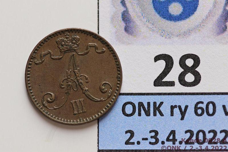 k-0028-a.jpg - Kohde 28 (kuva 1/2), lhthinta: 15 € / myyntihinta: 15 € 1 p 1892 Kaunis tumma patina, kunto: 7