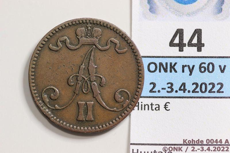 k-0044-a.jpg - Kohde 44 (kuva 1/2), lhthinta: 10 € / myyntihinta: 10 € 5 p 1870 Siisti kappale, kunto: 3/4