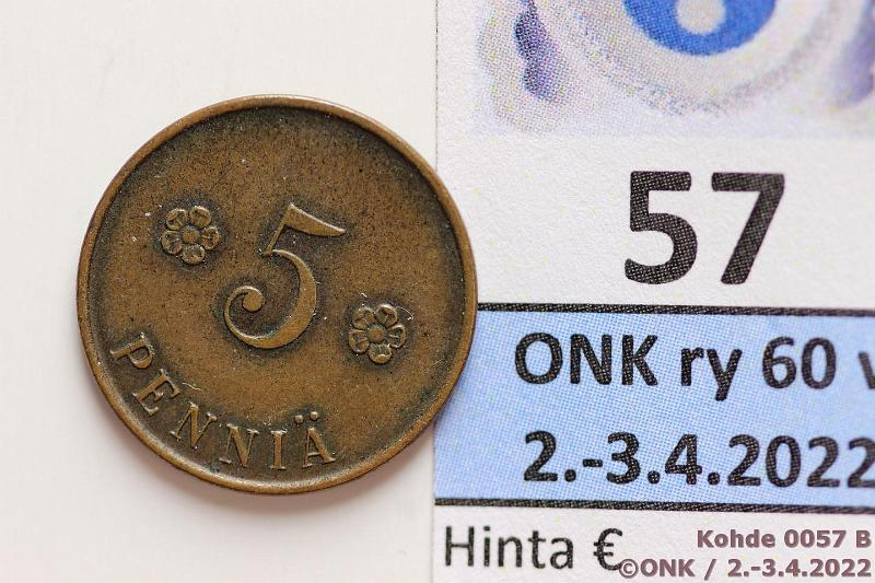 k-0057-b.jpg - Kohde 57 (kuva 2/2), lhthinta: 65 € / myyntihinta: 66 € 5 p 1918  KV I SNY 94.1 , lpuhd, kunto: 6