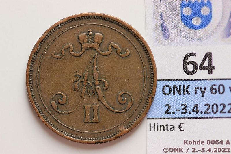 k-0064-a.jpg - Kohde 64 (kuva 1/2), lhthinta: 60 € / ei tarjouksia 10 p 1875 Rvja, kunto: 4