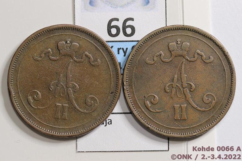 k-0066-a.jpg - Kohde 66 (kuva 1/2), lhthinta: 35 € / myyntihinta: 35 € 10 p 1876 (2) SNY 148.1+2, normaali ja pieni 6, jlkimmisess prvja, kunto: 2, 2/3