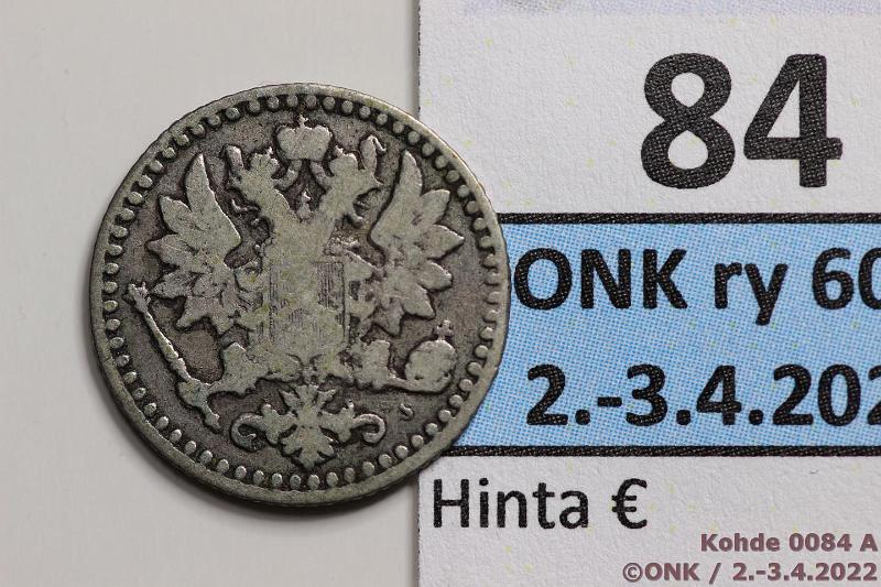 k-0084-a.jpg - Kohde 84 (kuva 1/2), lhthinta: 300 € / myyntihinta: 300 € 25 p 1867 Ag, melko harvinainen, kunto: 3/4
