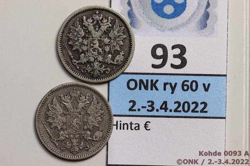 k-0093-a.jpg - Kohde 93 (kuva 1/2), lhthinta: 8 € / myyntihinta: 16 € 25 p 1872, -73 Ag, kunto: 4, 5