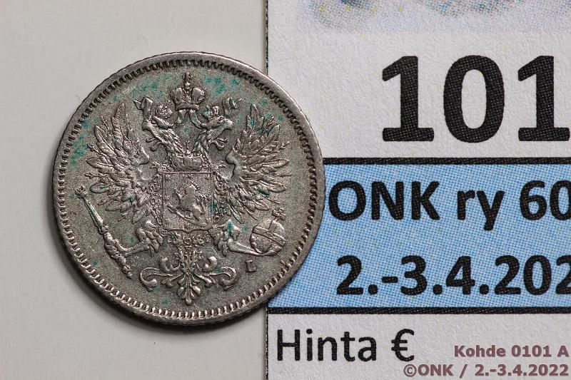 k-0101-a.jpg - Kohde 101 (kuva 1/2), lhthinta: 15 € / ei tarjouksia 25 p 1908 Ag, hieman patinaa, kaunis!, kunto: 7