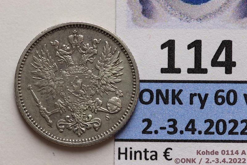 k-0114-a.jpg - Kohde 114 (kuva 1/2), lhthinta: 15 € / myyntihinta: 15 € 50 p 1874 Ag, lpuhd, kunto: 6