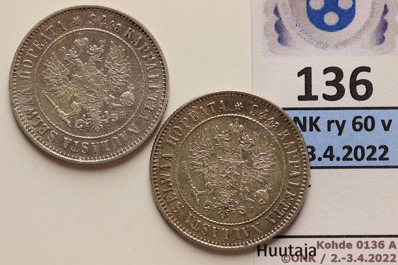 k-0136-a.jpg - Kohde 136 (kuva 1/2), lhthinta: 20 € / myyntihinta: 20 € 1 mk 1907, -08 Ag, -07 hnja, -08 puhd, hnja, eprv, kunto: 8, 4