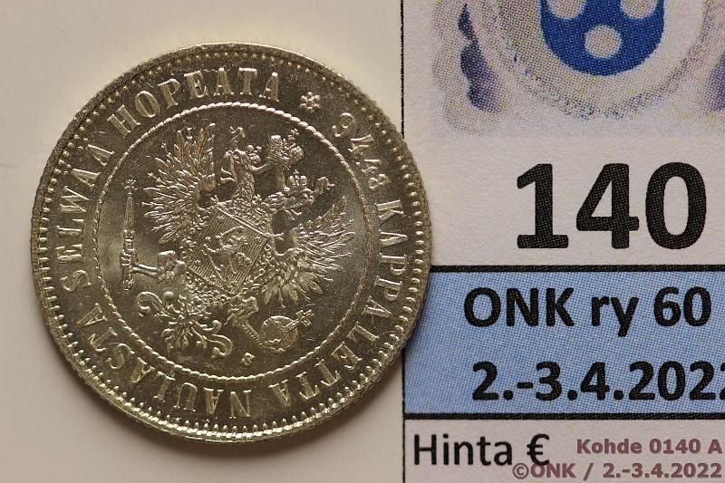 k-0140-a.jpg - Kohde 140 (kuva 1/2), lhthinta: 10 € / myyntihinta: 17 € 1 mk 1915 Ag, loistelias!, kunto: 9