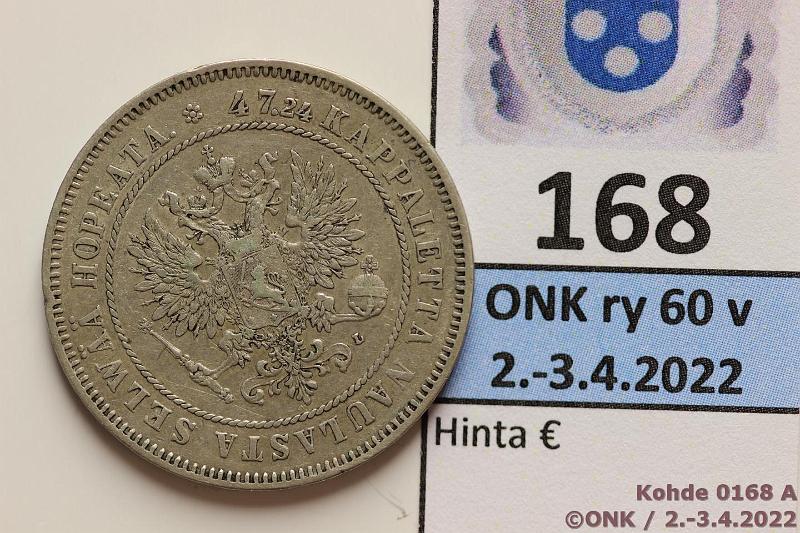 k-0168-a.jpg - Kohde 168 (kuva 1/2), lhthinta: 150 € / myyntihinta: 200 € 2 mk 1905 Ag, prv, vaikea vuosi!, kunto: 5