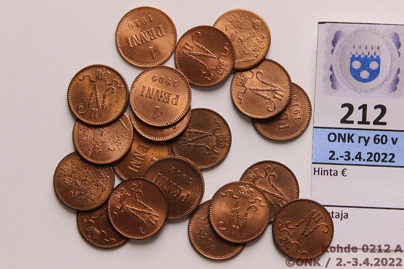 k-0212-a.jpg - Kohde 212, lhthinta: 15 € / myyntihinta: 62 € 1 p 1905-17 (20) 1905, -07, -08, -09(2), -11, -12, -13, -14(3), -15(2), -16(3), -17(4), leimakiiltoisia, loisteliaitakin, kunto: 7-9