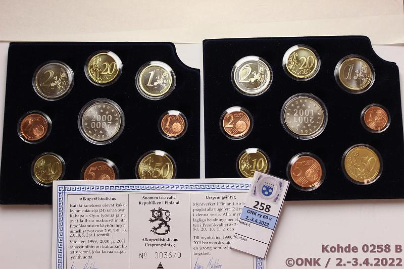 k-0258-b.jpg - Kohde 258 (kuva 2/2), lhthinta: 45 € / myyntihinta: 87 € 1999-2001 (3) Proof, Eurotripla, kaikki 3 v:a, puukotelo, tod, kunto: 10