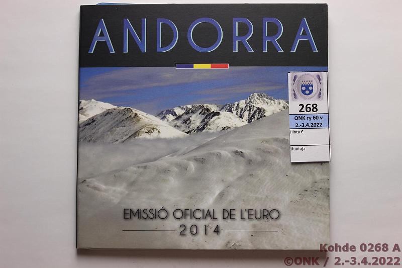 k-0268-a.jpg - Kohde 268 (kuva 1/2), lähtöhinta: 15 € / myyntihinta: 21 € 2014 Andorra, 1. vuosisarja, painos 70 000, kunto: 9