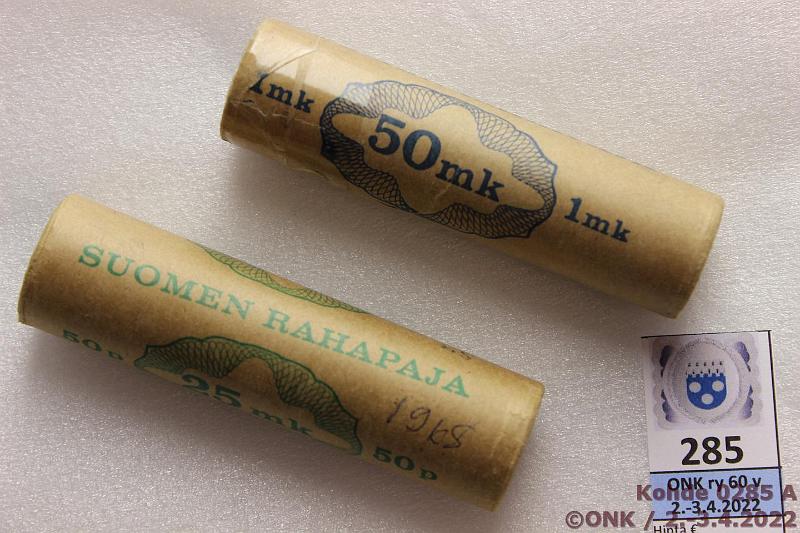 k-0285-a.jpg - Kohde 285, lhthinta: 55 € / myyntihinta: 60 € 50 p + 1 mk 1967, -69 Rp rullat, 50p 1967, 1mk 1969, jossa rep ja teippikorjaus, kunto: 9