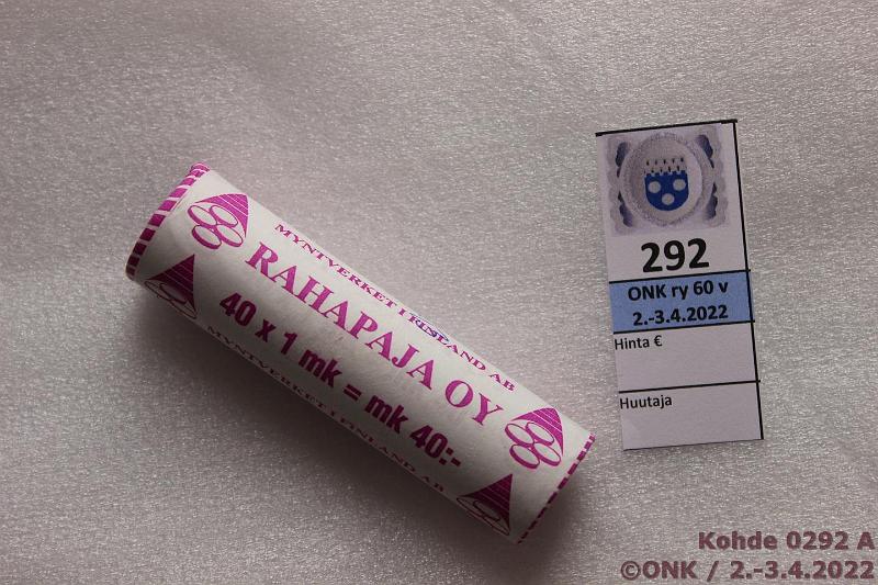k-0292-a.jpg - Kohde 292, lhthinta: 10 € / myyntihinta: 13 € 1 mk 1993 II Rp rulla, AlBr, km -93, kunto: 9