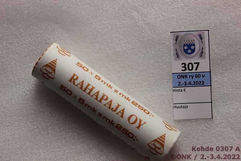 k-0307-a.jpg - Kohde 307, lhthinta: 20 € / myyntihinta: 38 € 5 mk 1994 Rp rulla, kunto: 9