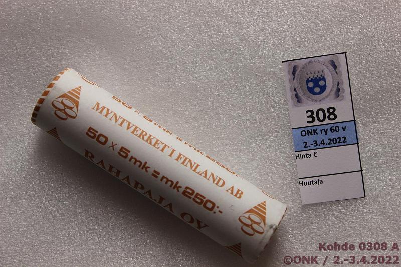 k-0308-a.jpg - Kohde 308, lhthinta: 20 € / myyntihinta: 40 € 5 mk 1995 Rp rulla, kunto: 9