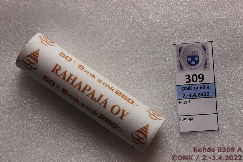 k-0309-a.jpg - Kohde 309, lhthinta: 20 € / myyntihinta: 48 € 5 mk 1996 Rp rulla, kunto: 9