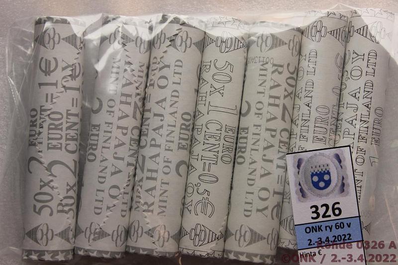 k-0326-a.jpg - Kohde 326, lhthinta: 15 € / myyntihinta: 15 € 1 - 2 snt 1999-2005 (7) Suomi, 1s 1999, 2004, -05; 2s 1999, 2000, -04, -05, kunto: 9