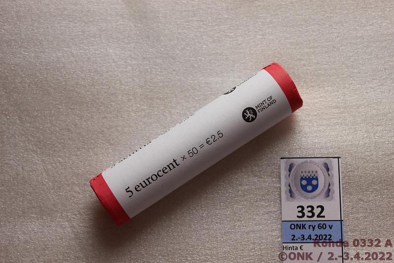 k-0332-a.jpg - Kohde 332, lhthinta: 10 € / myyntihinta: 25 € 5 snt 2019 Suomi, kunto: 9