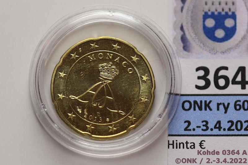 k-0364-a.jpg - Kohde 364, lhthinta: 20 € / ei tarjouksia 20 snt 2013 Monaco, BU, kapseli, kunto: 9