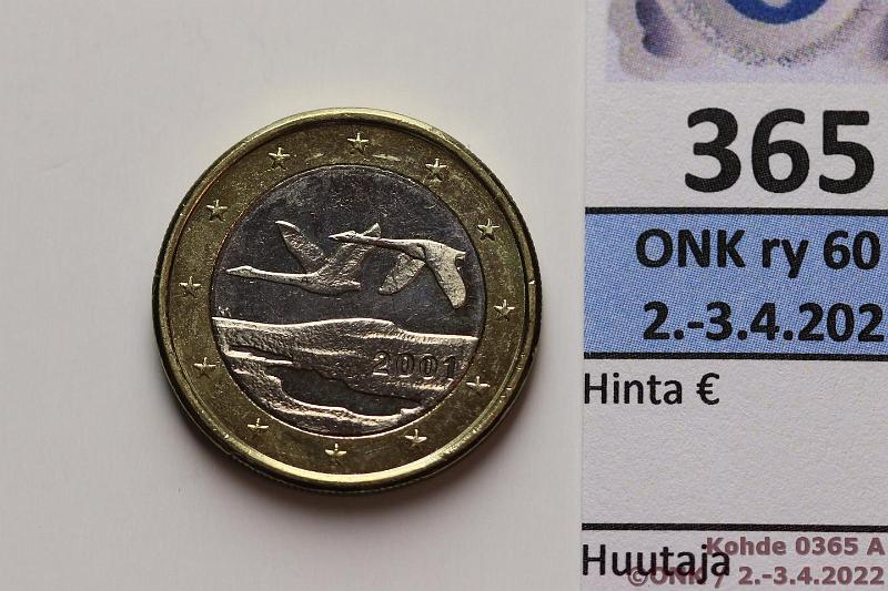 k-0365-a.jpg - Kohde 365 (kuva 1/2), lhthinta: 5 € / myyntihinta: 5 € 1 € 2001 Suomi, Gibraltarin vuori-virhe, kunto: 8