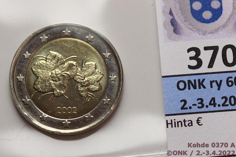 k-0370-a.jpg - Kohde 370 (kuva 1/2), lhthinta: 5 € / myyntihinta: 5 € 2 € 2002 Rullasta, sormenjlke, vaikea vuosi, kunto: 9