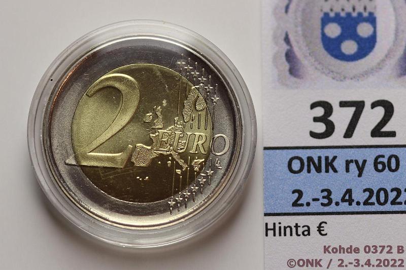 k-0372-b.jpg - Kohde 372 (kuva 2/2), lhthinta: 25 € / myyntihinta: 27 € 2 € erikoislynti 2004 Suomi, EU, risuraha, alkup. Monetan kapseli, muovitasku, kunto: 9