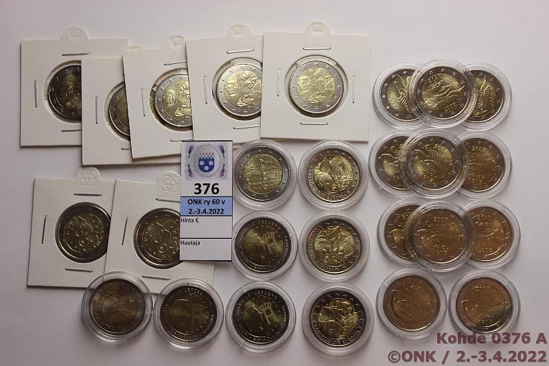 k-0376-a.jpg - Kohde 376, lhthinta: 55 € / myyntihinta: 59 € 2 € erikoislynti 2004-13 (26) 2004 Lux(3); 2005 Espanja, Italia(3), Itvalta; 2007 Suomi Its.(11); 2011 Hollanti(5); 2013 Suomi(2). 04-07 kaps, 11-13 kehyksiss, kunto: 9