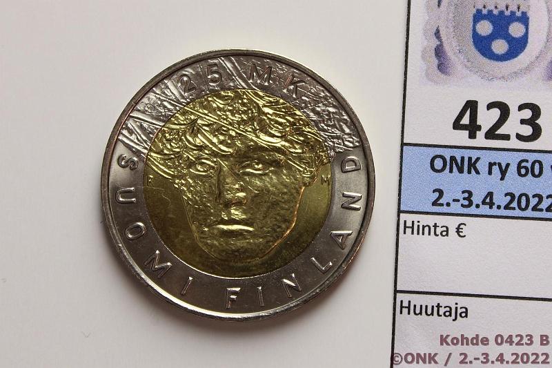 k-0423-b.jpg - Kohde 423 (kuva 2/2), lhthinta: 5 € / myyntihinta: 5 € 25 mk 2001 Bimet, Lahti MM, Hemohes, kunto: 9