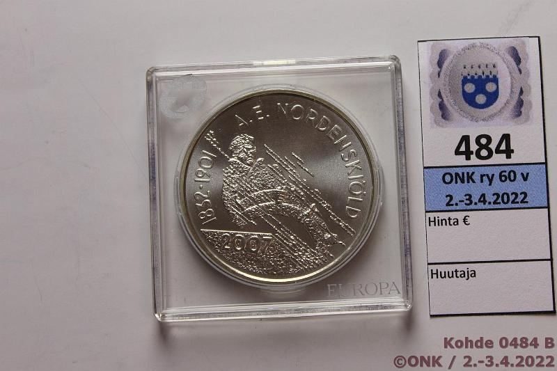 k-0484-b.jpg - Kohde 484 (kuva 2/2), lhthinta: 12 € / myyntihinta: 14 € 10 € 2007 Ag, Proof, Nordenskjld, kapseli, kotelo, kunto: 10