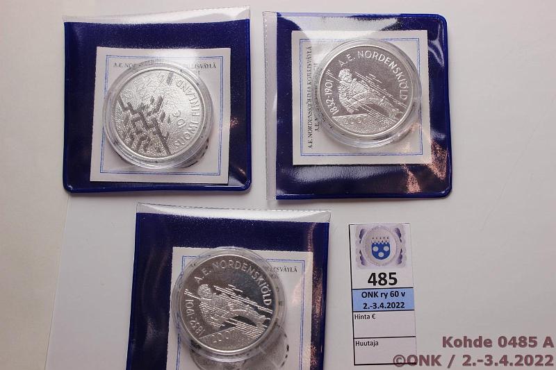 k-0485-a.jpg - Kohde 485, lhthinta: 35 € / myyntihinta: 35 € 10 € 2007 (3) Ag, Proof, Nordenskjld, kaps., tod, muovitaskut, pient tummumaa, kunto: 10