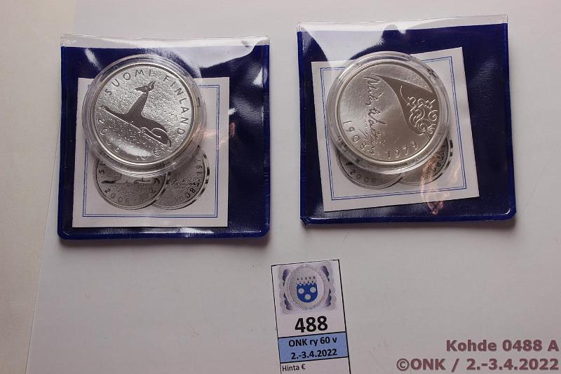 k-0488-a.jpg - Kohde 488, lhthinta: 24 € / myyntihinta: 27 € 10 € 2008 (2) Ag, Proof, Waltari, kaps., tod, muovitaskut, kunto: 10