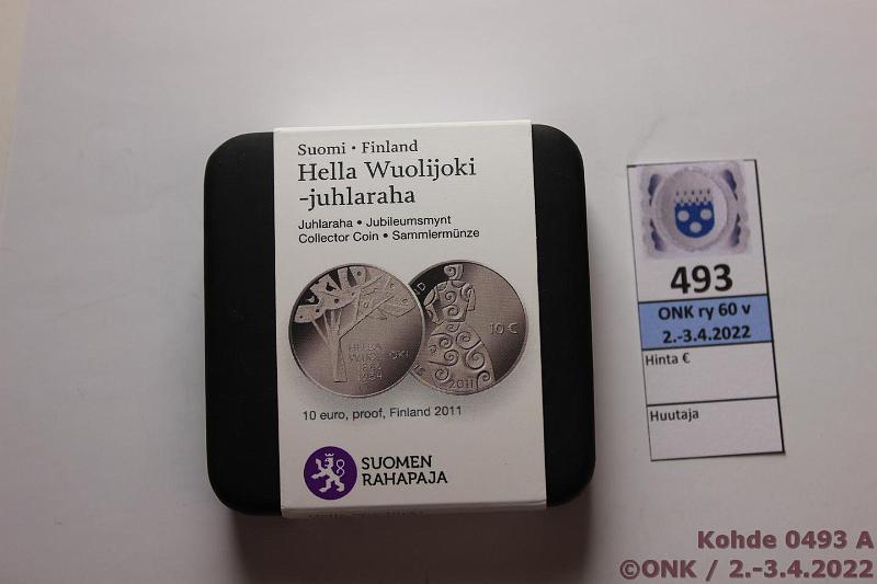 k-0493-a.jpg - Kohde 493, lhthinta: 12 € / myyntihinta: 17 € 10 € 2011 Ag, Proof, Wuolijoki, kotelo ja tod, kunto: 10