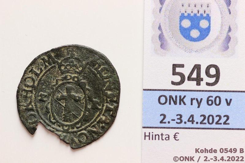 k-0549-b.jpg - Kohde 549 (kuva 2/2), lhthinta: 5 € / myyntihinta: 12 € 2 re 1573 SM#65c Z-R Ag, Juhana III, pala pois, kunto: 3