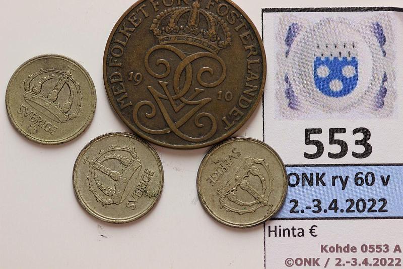 k-0553-a.jpg - Kohde 553 (kuva 1/2), lhthinta: 15 € / myyntihinta: 15 € 5 + 10 re (4) 1910, -42 KM#779.2, 813 Br, 5 1910 (pieni painos); Ag 10 1942(3), kunto: 5-6