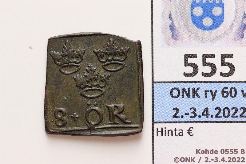 k-0555-b.jpg - Kohde 555 (kuva 2/2), lhthinta: 80 € / myyntihinta: 251 € 8 re 1591 SM#137 Cu, klippinki, Juhana III, erinomainen kunto!, kunto: 7