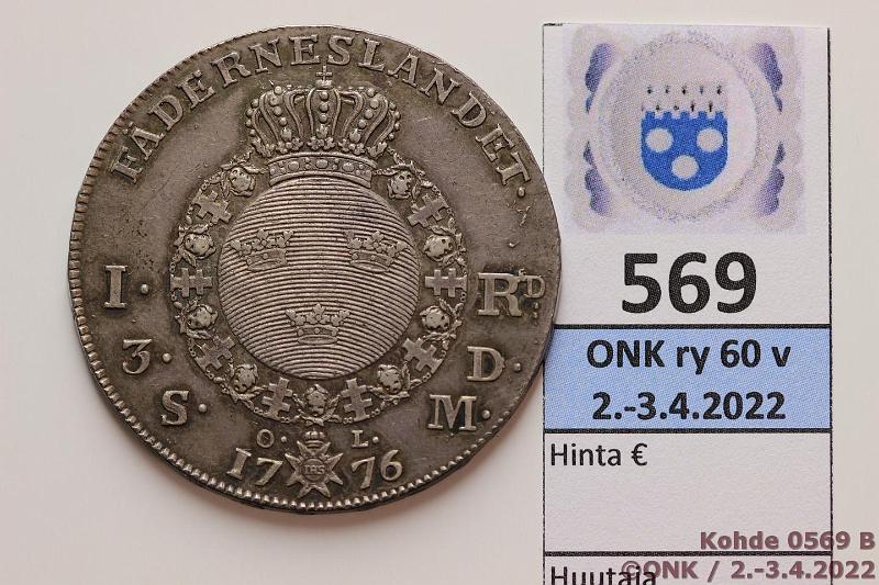 k-0569-b.jpg - Kohde 569 (kuva 2/2), lhthinta: 90 € / myyntihinta: 115 € 1 rd 1776 SM#43, kunto: 7