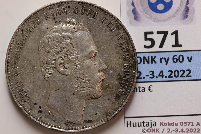 k-0571-a.jpg - Kohde 571 (kuva 1/2), lhthinta: 150 € / myyntihinta: 210 € 4 rd RM 1862 KM#711 Ag, rvja, kunto: 7