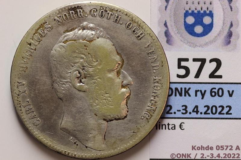 k-0572-a.jpg - Kohde 572 (kuva 1/2), lhthinta: 150 € / myyntihinta: 150 € 4 rd RM 1864 KM#711 Ag, kunto: 5