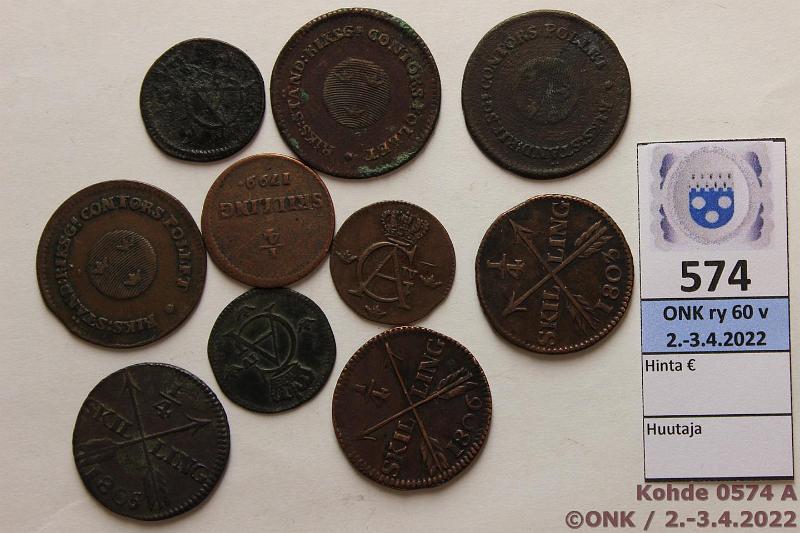 k-0574-a.jpg - Kohde 574, lhthinta: 5 € / myyntihinta: 17 € 1/12 -  sk (10) 1799-1808 SM# 59-71 Cu, 1/12sk 1803, -05, -08; 1/4sk 1799, 1803, -05, -06; sk 1801(3), kunto: 1-3